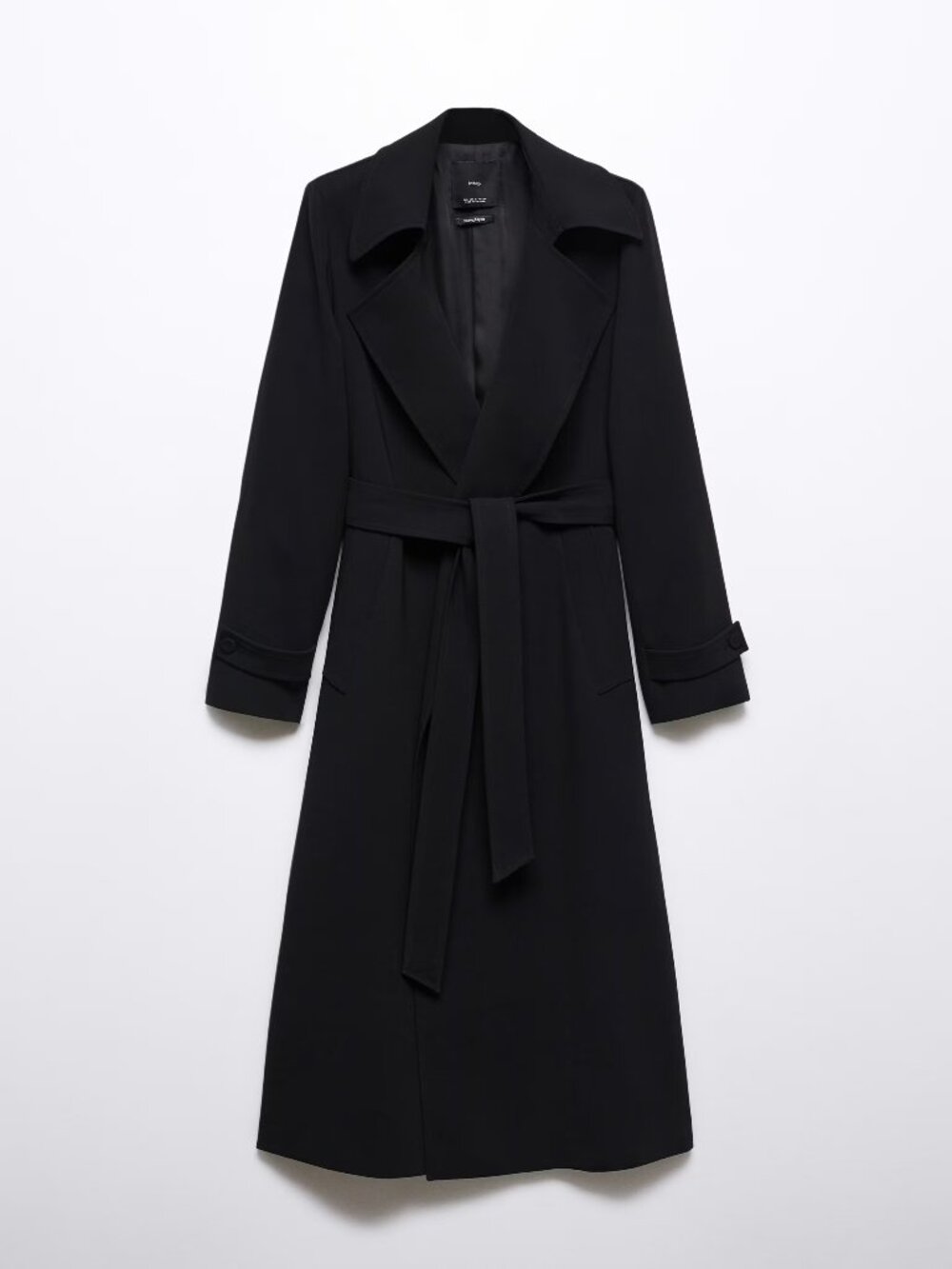 NWOT MNG Black Oversized Trench Coat With Tie XS